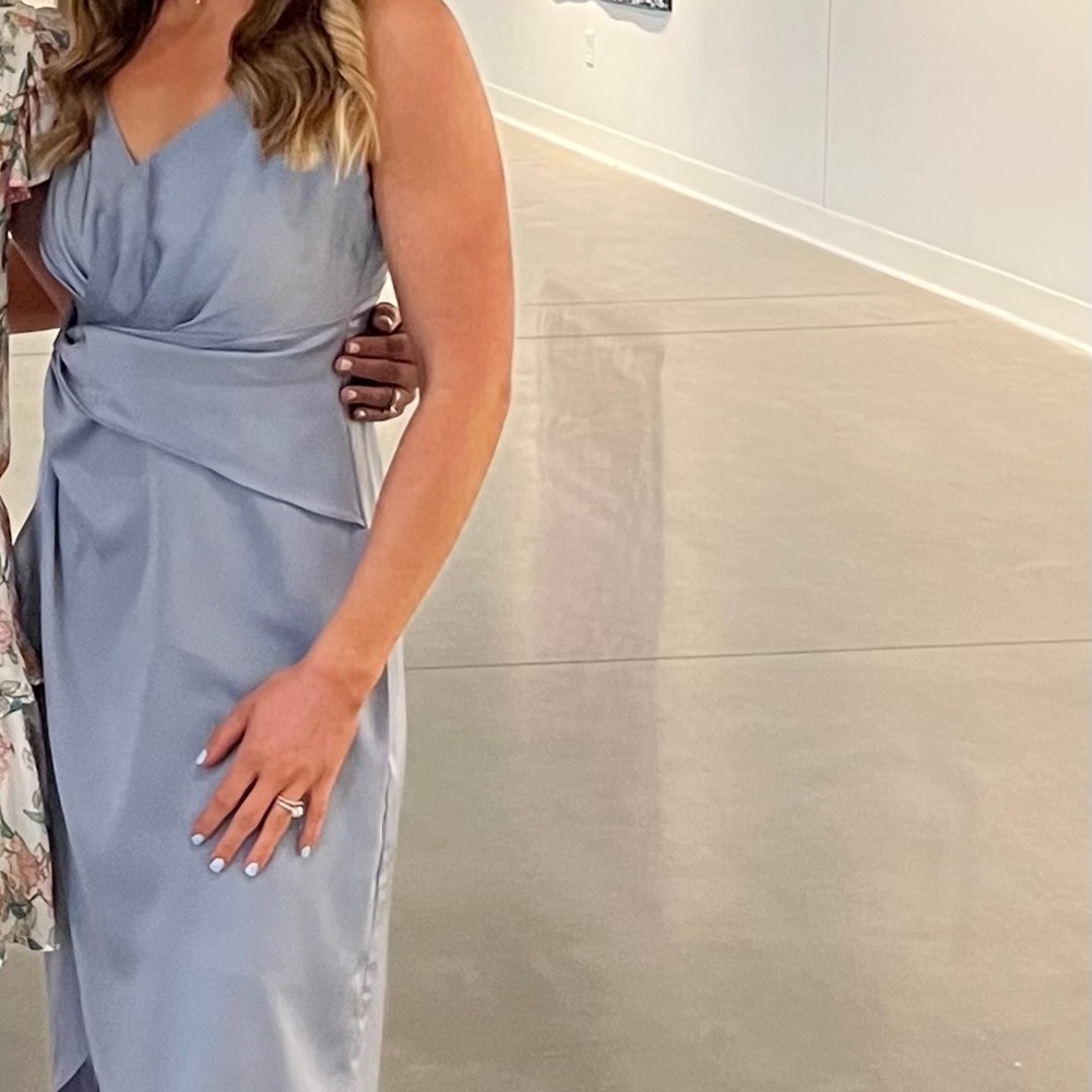 Elegant Blue Draped Women's Dress